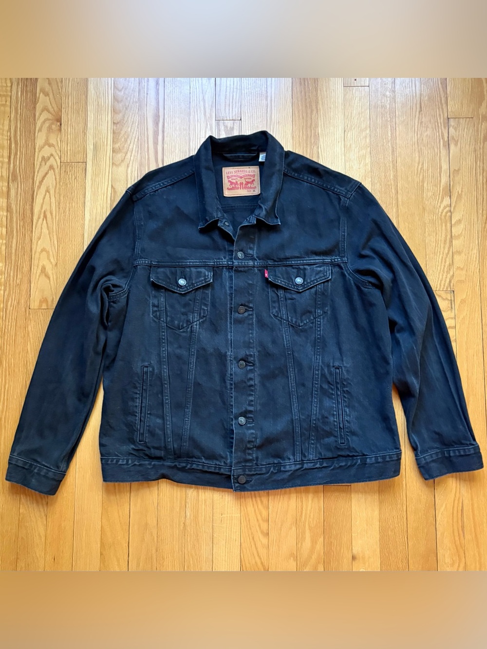 Levi's Men’s Denim Trucker Jacket Button Standard Fit XL Black Solid